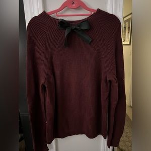 JCrew Burgundy Marino Blend Sweater with Bow details, Size S